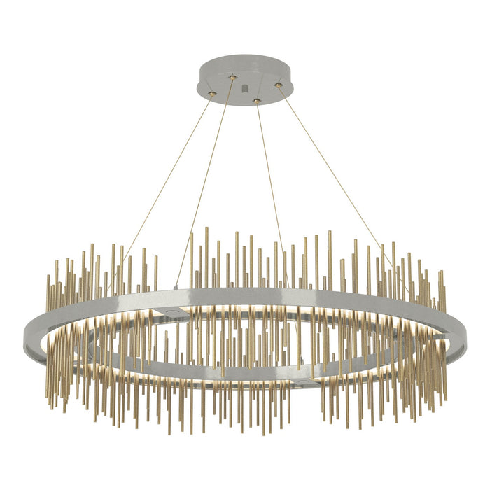 Gossamer Circular LED Pendant in Sterling with Modern Brass Accent - 139656-LED-STND-85-86 by Hubbardton Forge