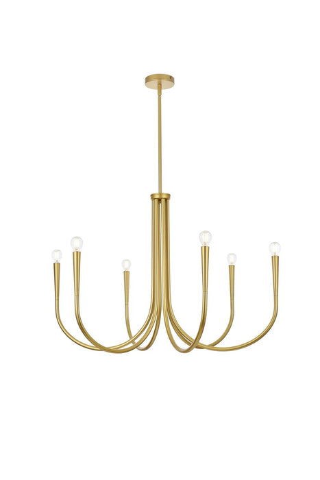 Layne Six Light Chandelier in Brass