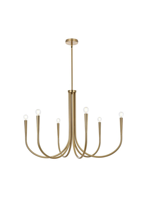 Layne Six Light Chandelier in Gold