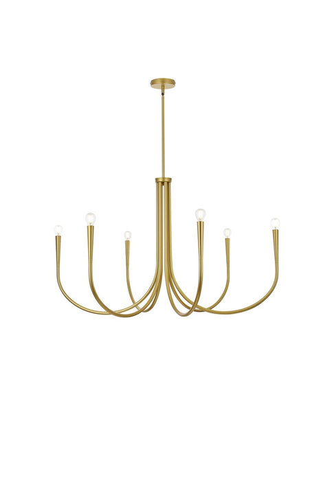 Layne Six Light Chandelier in Brass