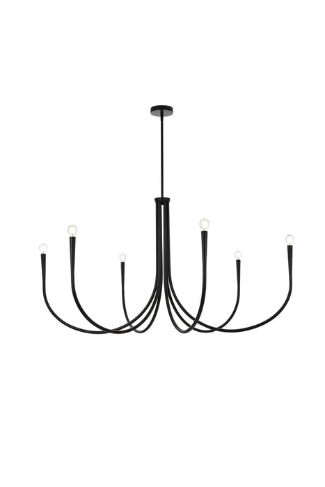 Layne Six Light Chandelier in Black