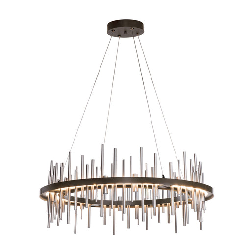 Cityscape Circular LED Pendant in Oil Rubbed Bronze with Vintage Platinum Accent - 139910-LED-STND-14-82 by Hubbardton Forge