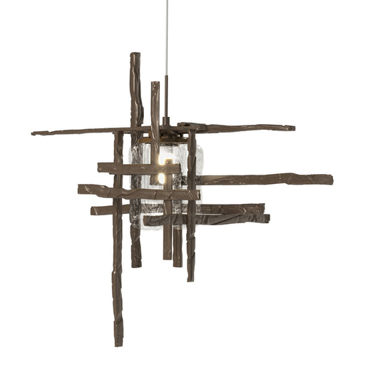 Tura Seeded Glass Low Voltage Mini Pendant in Bronze - 161184-SKT-STND-05-II0728 by Hubbardton Forge