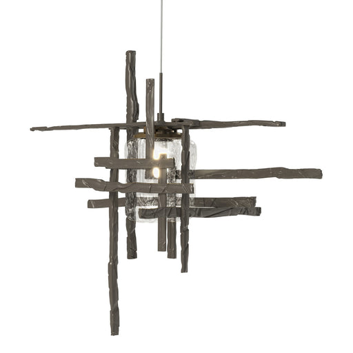 Tura Seeded Glass Low Voltage Mini Pendant in Dark Smoke - 161184-SKT-STND-07-II0728 by Hubbardton Forge