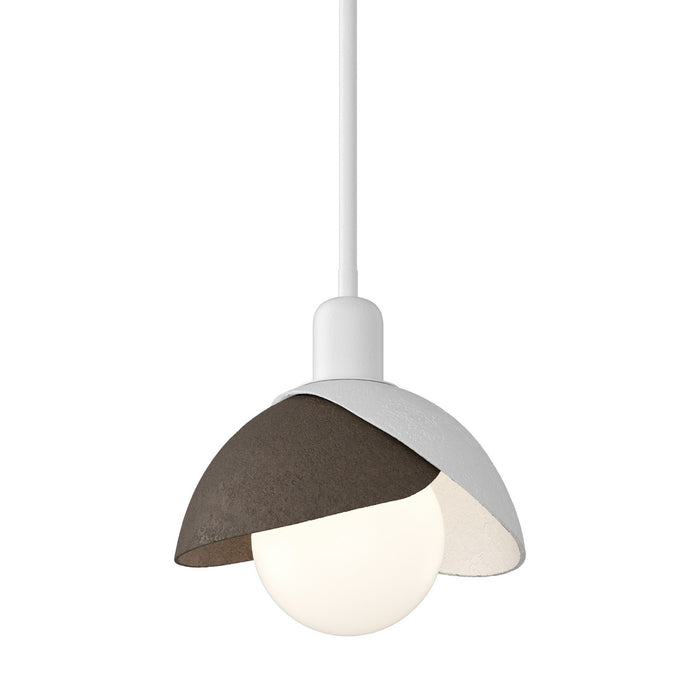 Brooklyn Double Shade Mini Pendant in White with Bronze Accent - 181183-SKT-MULT-02-05 by Hubbardton Forge