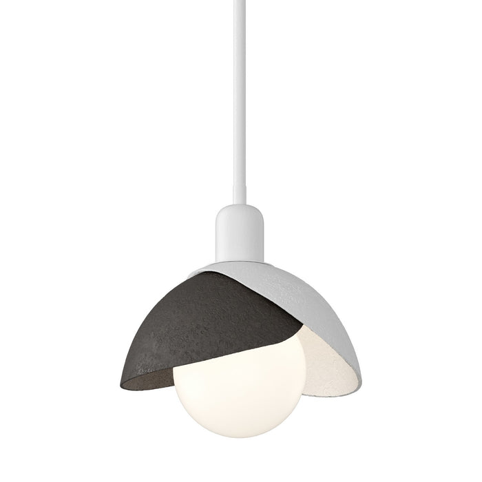 Brooklyn Double Shade Mini Pendant in White with Oil Rubbed Bronze Accent - 181183-SKT-MULT-02-14 by Hubbardton Forge