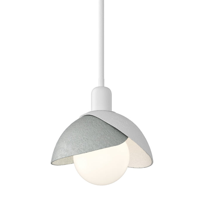 Brooklyn Double Shade Mini Pendant in White with Vintage Platinum Accent - 181183-SKT-MULT-02-82 by Hubbardton Forge