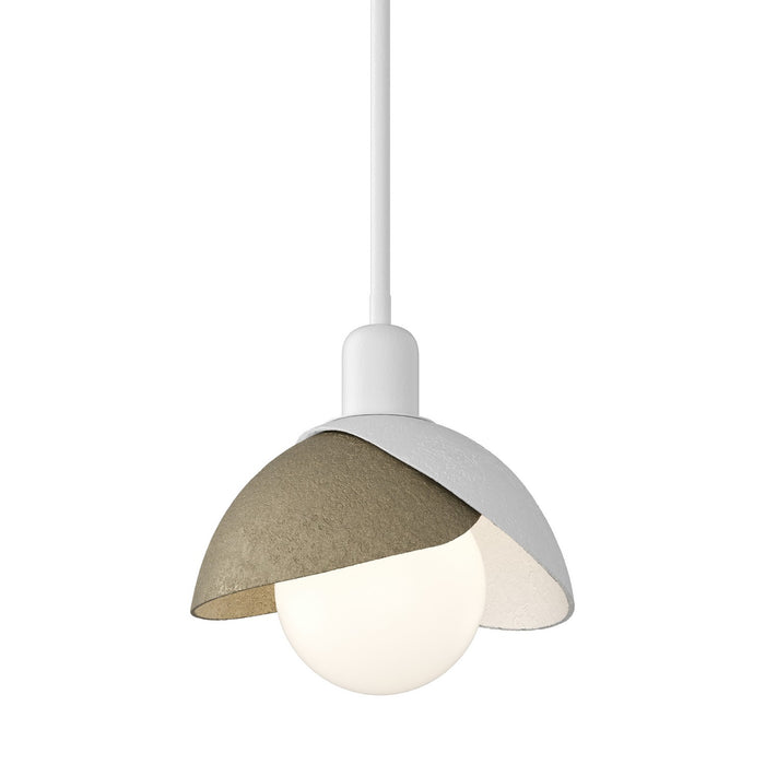 Brooklyn Double Shade Mini Pendant in White with Soft Gold Accent - 181183-SKT-MULT-02-84 by Hubbardton Forge