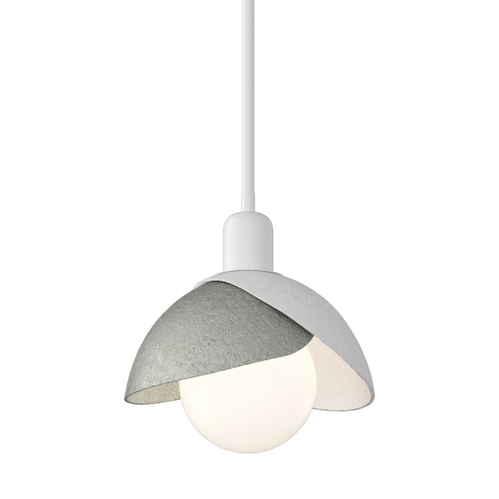 Brooklyn Double Shade Mini Pendant in White with Sterling Accent - 181183-SKT-MULT-02-85 by Hubbardton Forge