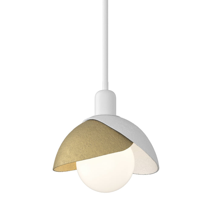 Brooklyn Double Shade Mini Pendant in White with Modern Brass Accent - 181183-SKT-MULT-02-86 by Hubbardton Forge