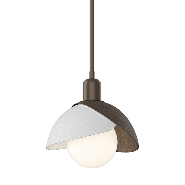 Brooklyn Double Shade Mini Pendant in Bronze with White Accent - 181183-SKT-MULT-05-02 by Hubbardton Forge