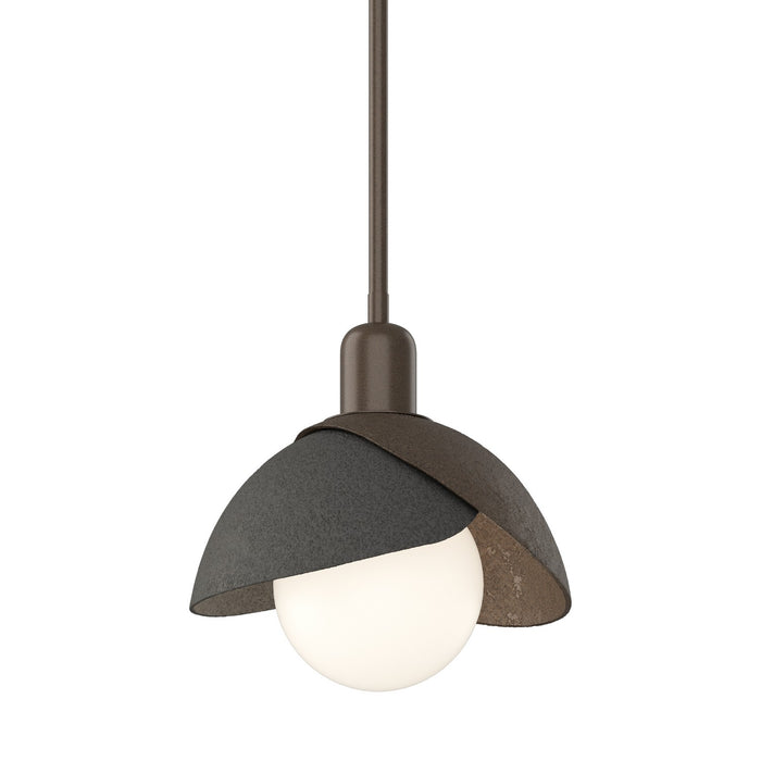 Brooklyn Double Shade Mini Pendant in Bronze with Natural Iron Accent - 181183-SKT-MULT-05-20 by Hubbardton Forge