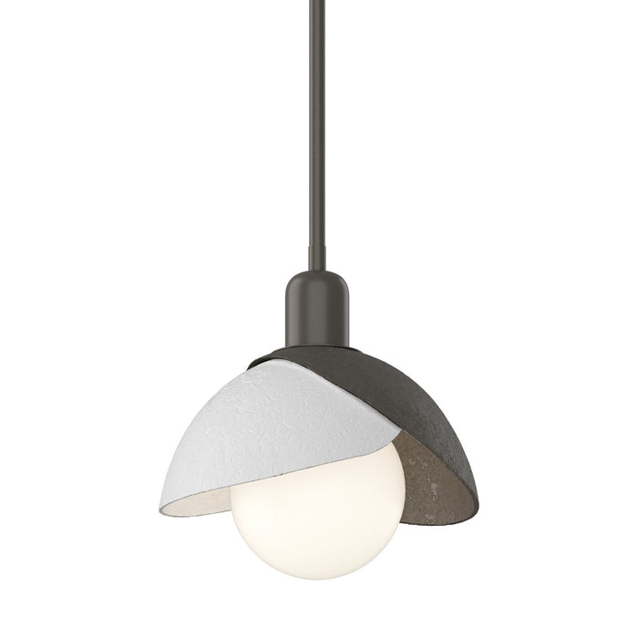 Brooklyn Double Shade Mini Pendant in Dark Smoke with White Accent - 181183-SKT-MULT-07-02 by Hubbardton Forge