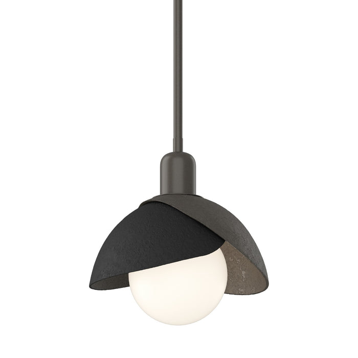 Brooklyn Double Shade Mini Pendant in Dark Smoke with Black Accent - 181183-SKT-MULT-07-10 by Hubbardton Forge