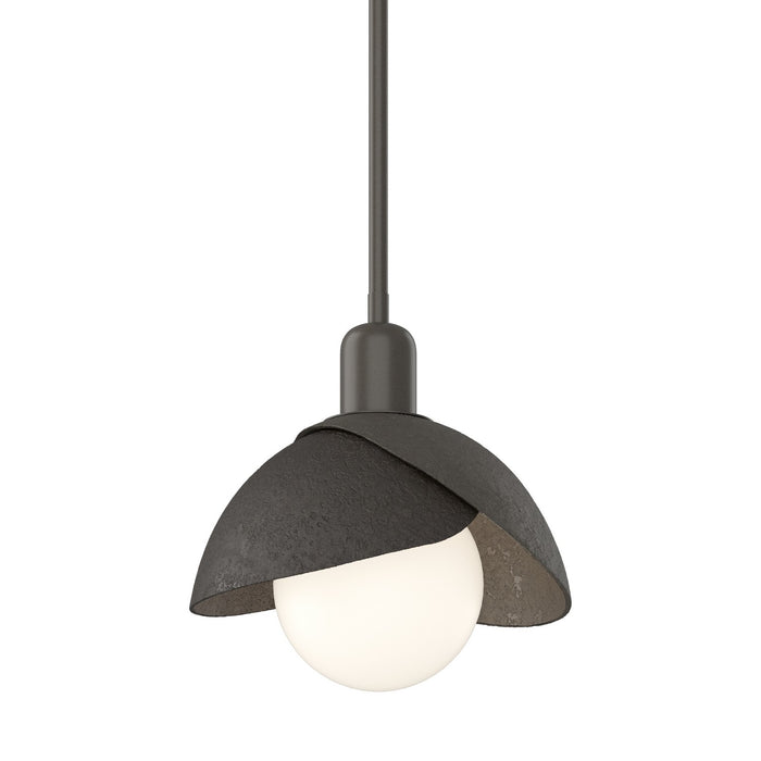 Brooklyn Double Shade Mini Pendant in Dark Smoke with Oil Rubbed Bronze Accent - 181183-SKT-MULT-07-14 by Hubbardton Forge