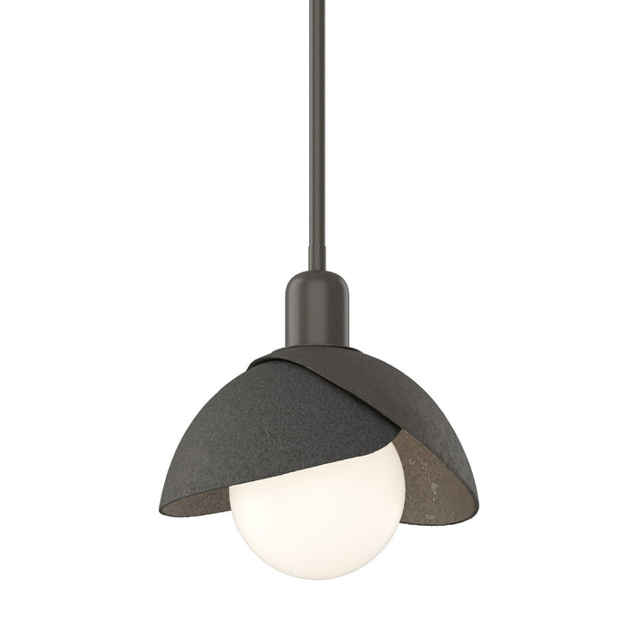 Brooklyn Double Shade Mini Pendant in Dark Smoke with Natural Iron Accent - 181183-SKT-MULT-07-20 by Hubbardton Forge