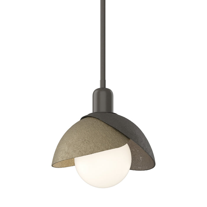 Brooklyn Double Shade Mini Pendant in Dark Smoke with Soft Gold Accent - 181183-SKT-MULT-07-84 by Hubbardton Forge