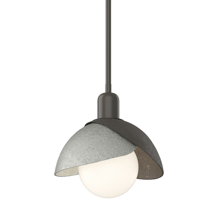 Brooklyn Double Shade Mini Pendant in Dark Smoke with Sterling Accent - 181183-SKT-MULT-07-85 by Hubbardton Forge