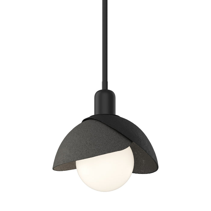 Brooklyn Double Shade Mini Pendant in Black with Natural Iron Accent - 181183-SKT-MULT-10-20 by Hubbardton Forge