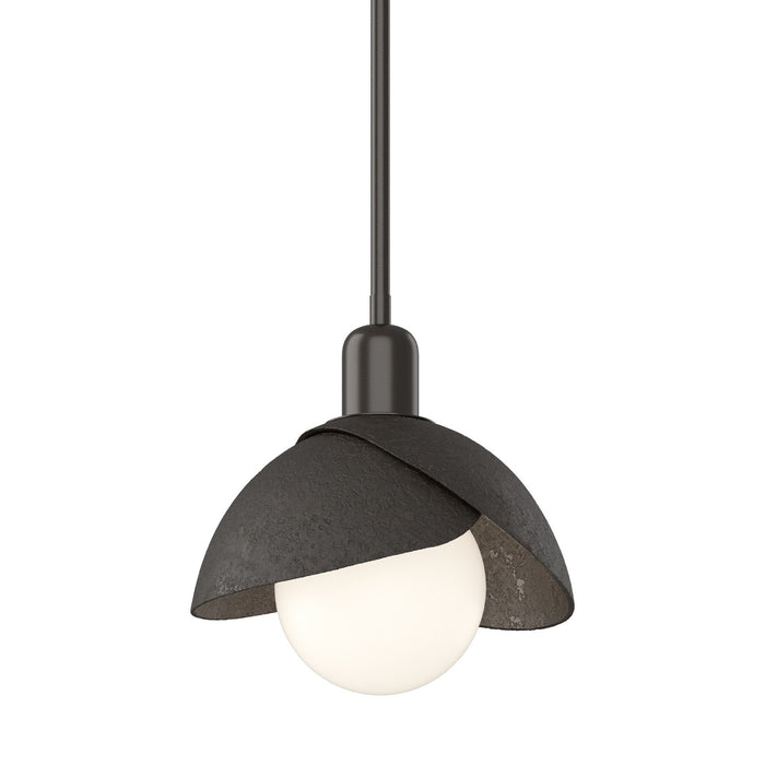 Brooklyn Double Shade Mini Pendant in Oil Rubbed Bronze with Oil Rubbed Bronze Accent - 181183-SKT-MULT-14-14 by Hubbardton Forge