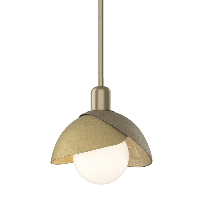 Brooklyn Double Shade Mini Pendant in Soft Gold with Modern Brass Accent - 181183-SKT-MULT-84-86 by Hubbardton Forge