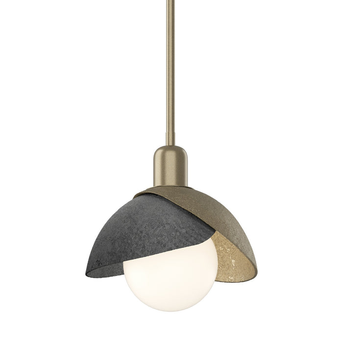 Brooklyn Double Shade Mini Pendant in Soft Gold with Ink Accent - 181183-SKT-MULT-84-89 by Hubbardton Forge