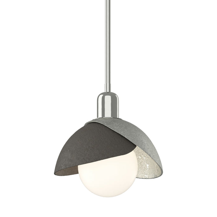 Brooklyn Double Shade Mini Pendant in Sterling with Dark Smoke Accent - 181183-SKT-MULT-85-07 by Hubbardton Forge