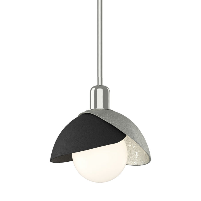 Brooklyn Double Shade Mini Pendant in Sterling with Black Accent - 181183-SKT-MULT-85-10 by Hubbardton Forge