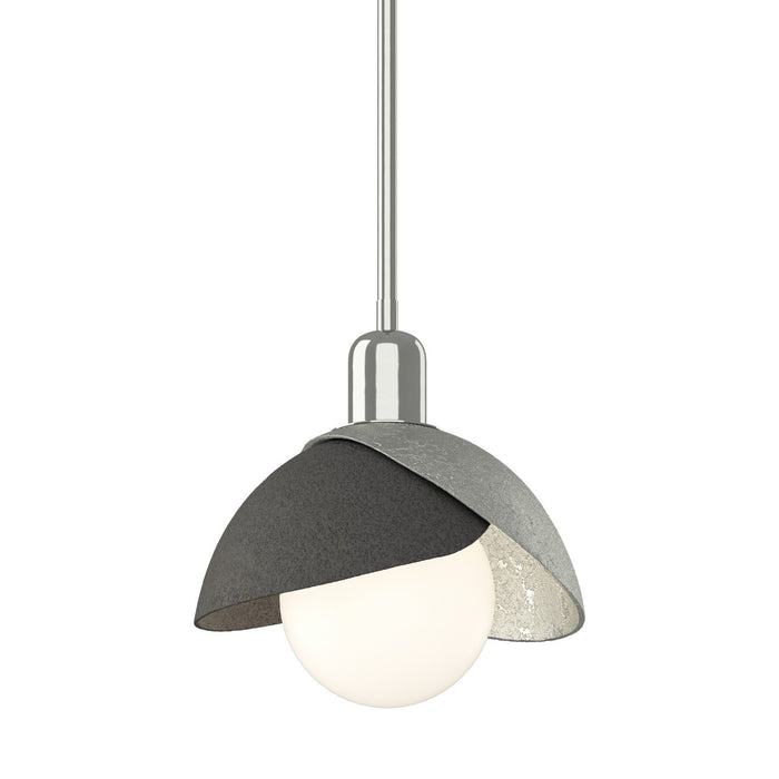 Brooklyn Double Shade Mini Pendant in Sterling with Natural Iron Accent - 181183-SKT-MULT-85-20 by Hubbardton Forge