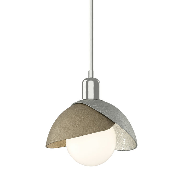 Brooklyn Double Shade Mini Pendant in Sterling with Soft Gold Accent - 181183-SKT-MULT-85-84 by Hubbardton Forge