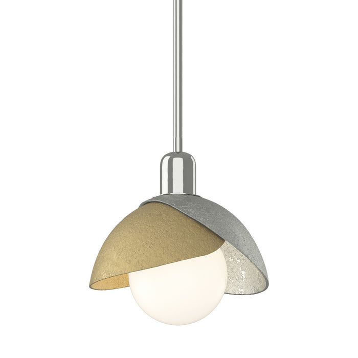 Brooklyn Double Shade Mini Pendant in Sterling with Modern Brass Accent - 181183-SKT-MULT-85-86 by Hubbardton Forge