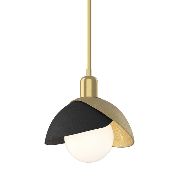 Brooklyn Double Shade Mini Pendant in Modern Brass with Black Accent - 181183-SKT-MULT-86-10 by Hubbardton Forge