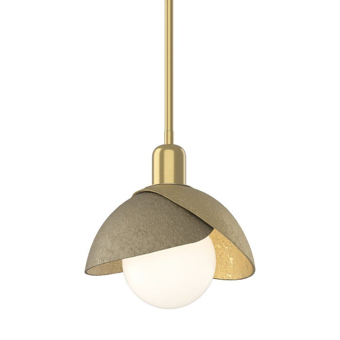 Brooklyn Double Shade Mini Pendant in Modern Brass with Soft Gold Accent - 181183-SKT-MULT-86-84 by Hubbardton Forge