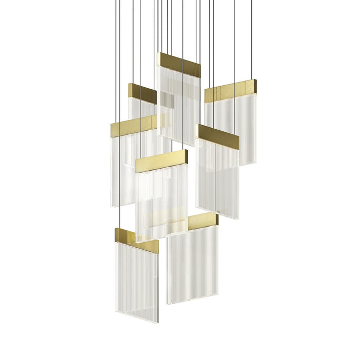 3094.14 - V Panels LED Pendant in Brass by Sonneman