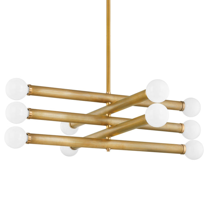 Pienza Ten Light Chandelier in Vintage Brass