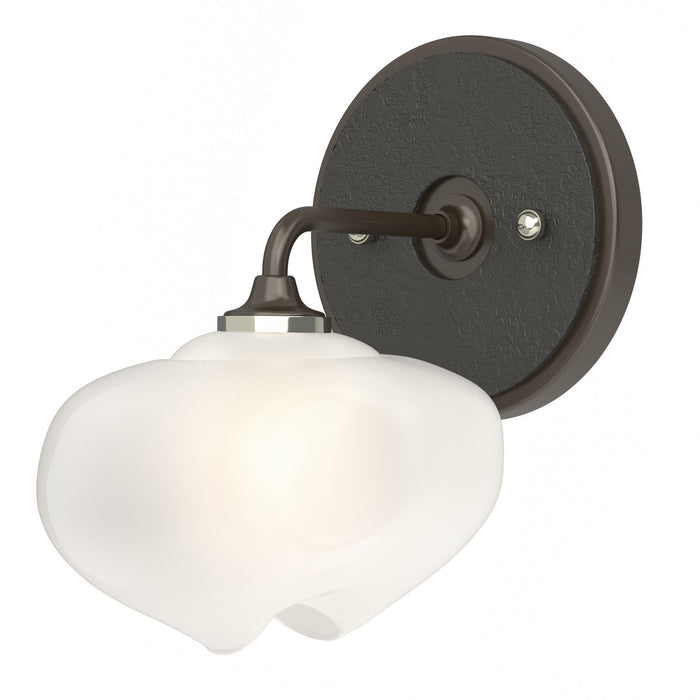 Ume 1-Light Curved Arm Bath Sconce in Oil Rubbed Bronze with Black Accent - 201340-SKT-14-10-FD0710 by Hubbardton Forge