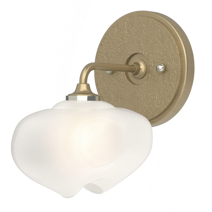 Ume 1-Light Curved Arm Bath Sconce in Soft Gold with Soft Gold Accent - 201340-SKT-84-84-FD0710 by Hubbardton Forge