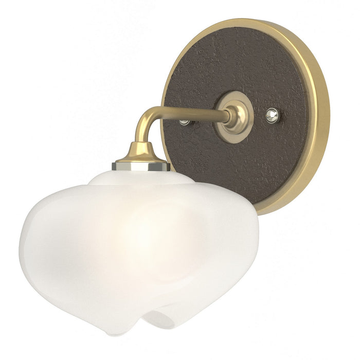 Ume 1-Light Curved Arm Bath Sconce in Modern Brass with Oil Rubbed Bronze Accent - 201340-SKT-86-14-FD0710 by Hubbardton Forge