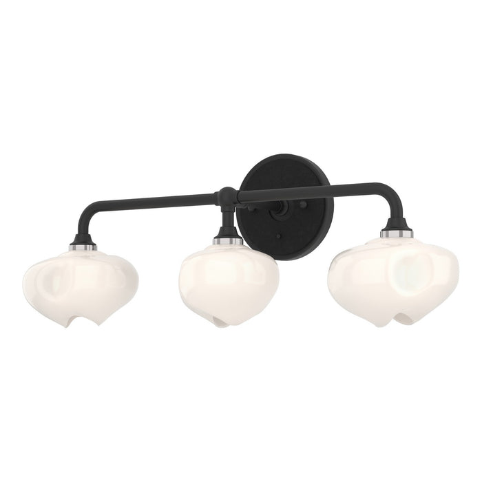 Ume 3-Light Curved Arm Bath Sconce in Black with Black Accent - 201342-SKT-10-10-FD0710 by Hubbardton Forge