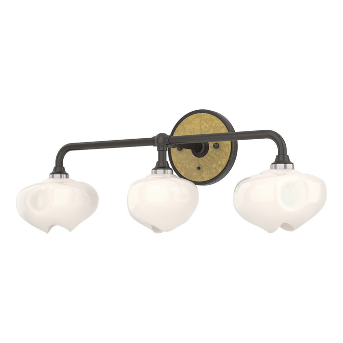 Ume 3-Light Curved Arm Bath Sconce in Oil Rubbed Bronze with Modern Brass Accent - 201342-SKT-14-86-FD0710 by Hubbardton Forge