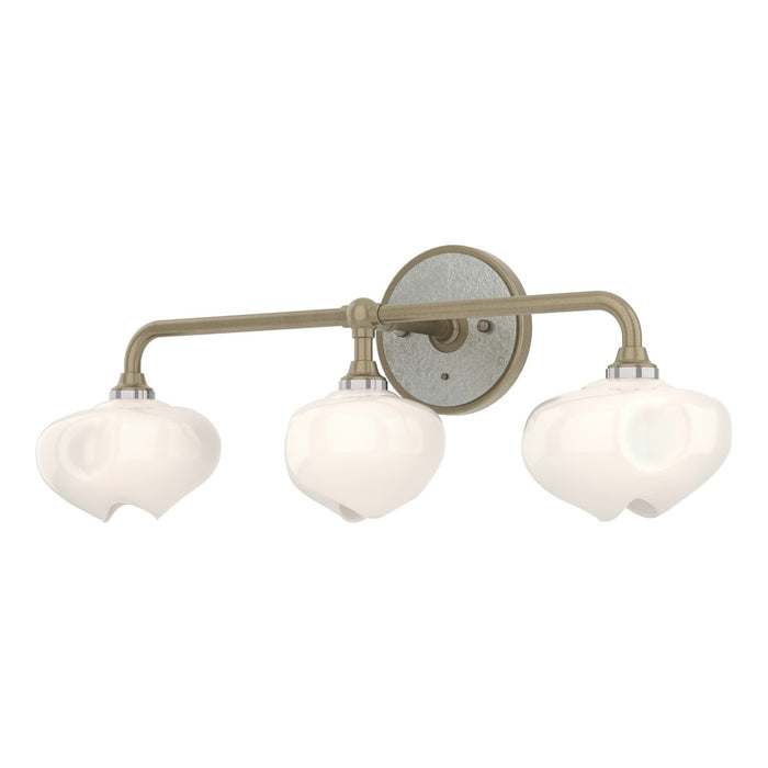 Ume 3-Light Curved Arm Bath Sconce in Soft Gold with Sterling Accent - 201342-SKT-84-85-FD0710 by Hubbardton Forge