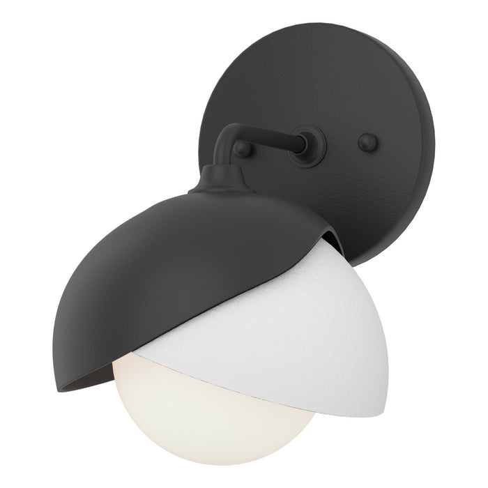 Brooklyn 1-Light Double Shade Bath Sconce in Black with White Accent - 201374-SKT-10-02-GG0711 by Hubbardton Forge