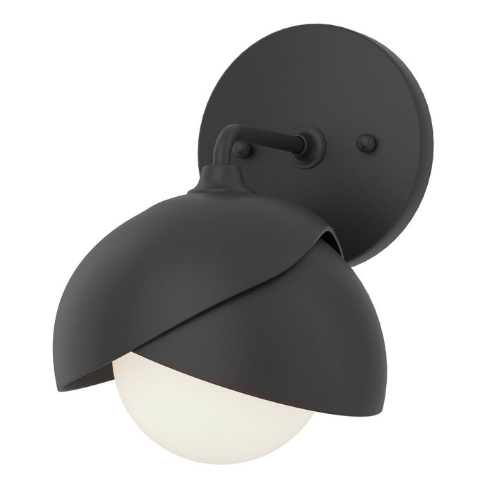 Brooklyn 1-Light Double Shade Bath Sconce in Black with Black Accent - 201374-SKT-10-10-GG0711 by Hubbardton Forge