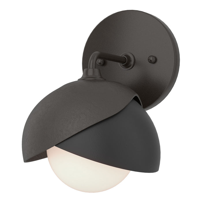 Brooklyn 1-Light Double Shade Bath Sconce in Oil Rubbed Bronze with Black Accent - 201374-SKT-14-10-GG0711 by Hubbardton Forge