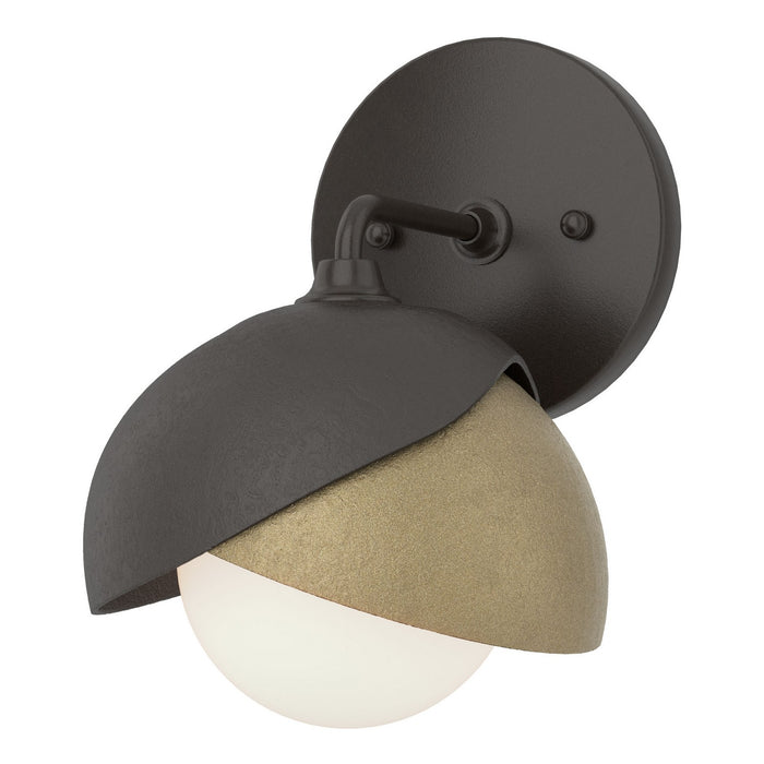 Brooklyn 1-Light Double Shade Bath Sconce in Oil Rubbed Bronze with Soft Gold Accent - 201374-SKT-14-84-GG0711 by Hubbardton Forge