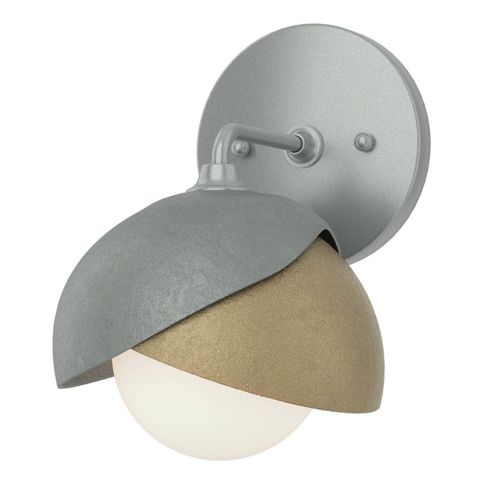 Brooklyn 1-Light Double Shade Bath Sconce in Vintage Platinum with Soft Gold Accent - 201374-SKT-82-84-GG0711 by Hubbardton Forge