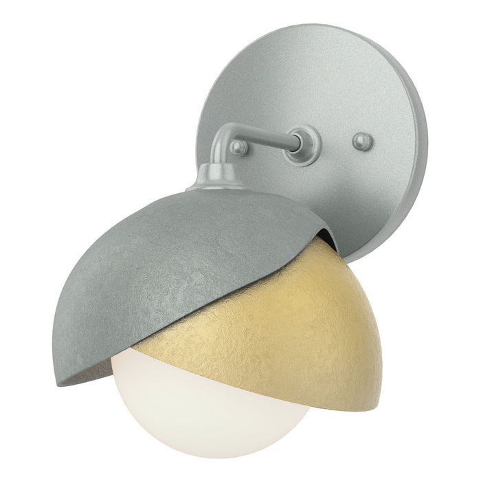 Brooklyn 1-Light Double Shade Bath Sconce in Vintage Platinum with Modern Brass Accent - 201374-SKT-82-86-GG0711 by Hubbardton Forge