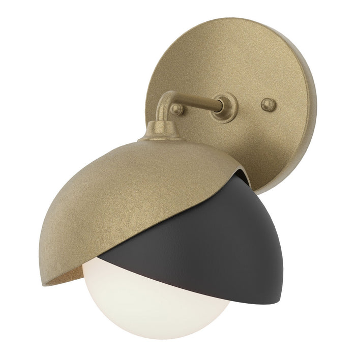 Brooklyn 1-Light Double Shade Bath Sconce in Soft Gold with Black Accent - 201374-SKT-84-10-GG0711 by Hubbardton Forge