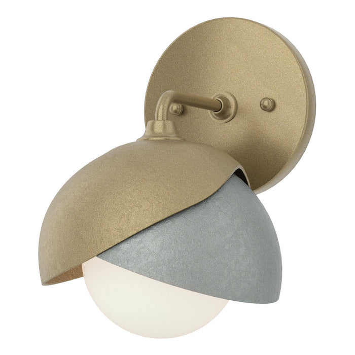 Brooklyn 1-Light Double Shade Bath Sconce in Soft Gold with Vintage Platinum Accent - 201374-SKT-84-82-GG0711 by Hubbardton Forge