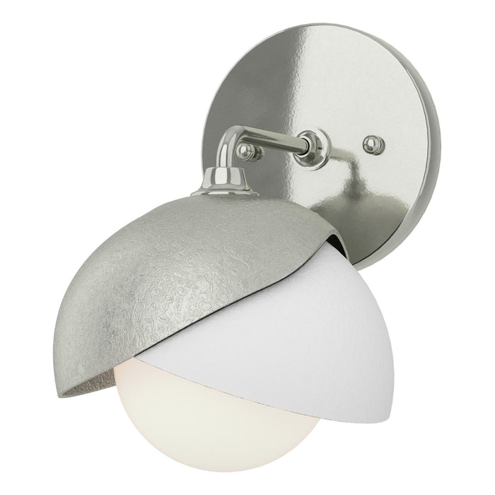 Brooklyn 1-Light Double Shade Bath Sconce in Sterling with White Accent - 201374-SKT-85-02-GG0711 by Hubbardton Forge